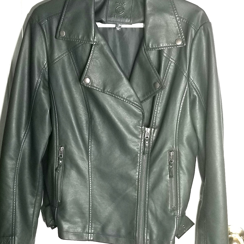 Max Studio Faux Leather Moto zip jacket